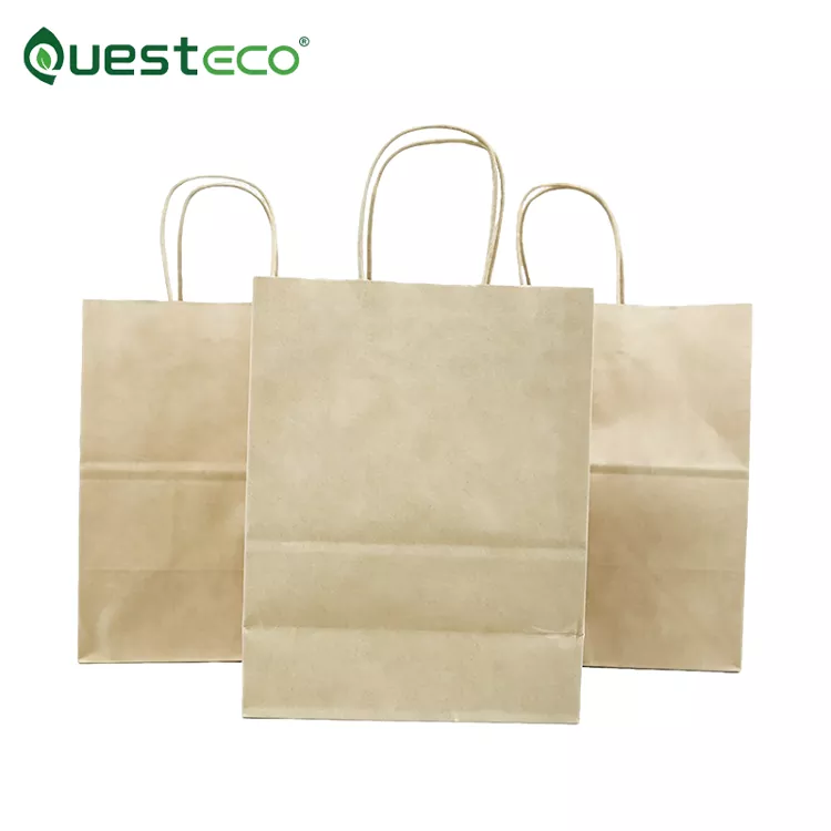 Sacos de papel Kraft dobráveis e reutilizáveis ecológicos Sacos de papel Kraft dobráveis e reutilizáveis ecológicos