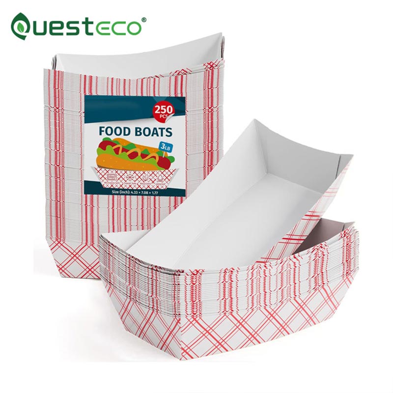 Bandeja de barco para comida de papel impresso