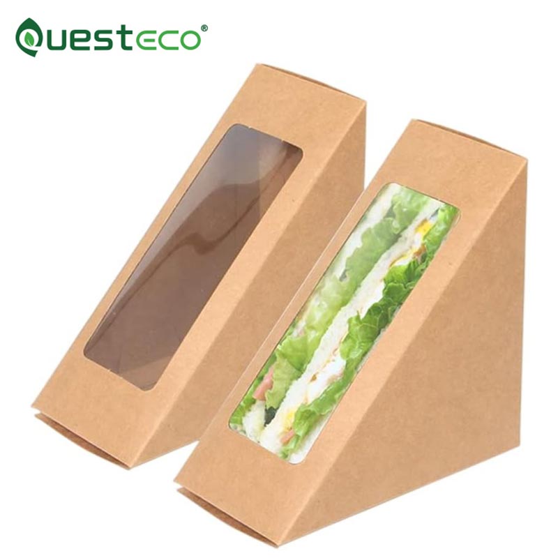Caixa para levar sanduíche triangular